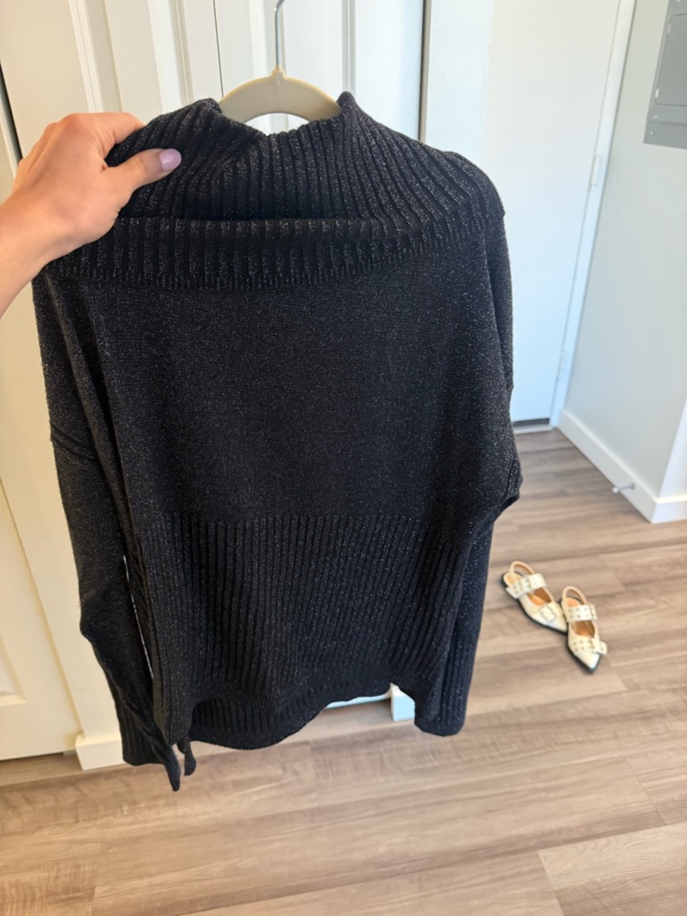 10 Crosby Derek Lam Black Sparkle Turtle Neck Sweater